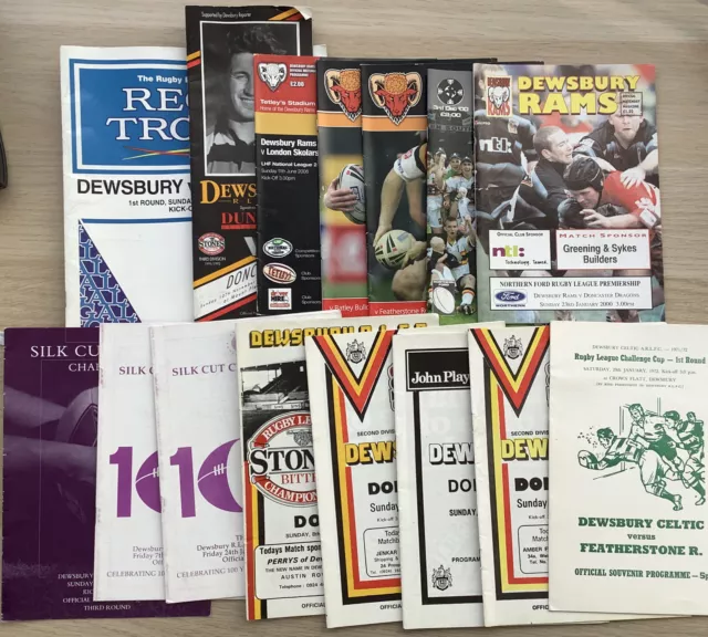 15 x DEWSBURY RUGBY LEAGUE HOME MATCH PROGRAMMES 1972 - 1994