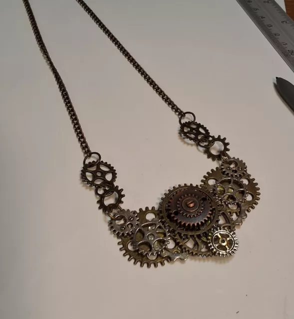 Steampunk Necklace Gear Chain Cosplay Costume Or Fashion 26 Inches Perfect  Con