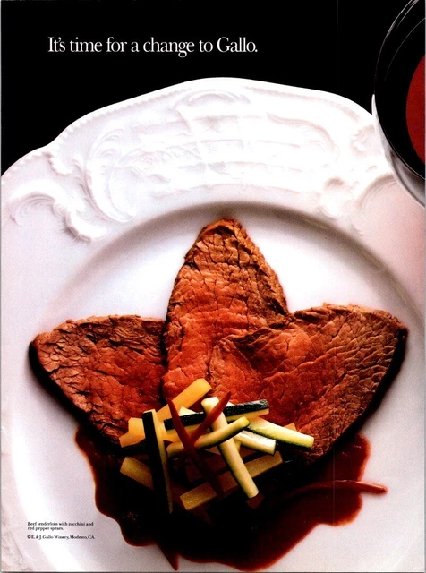 1991 Ernest & Julio Gallo Print Ad Beef Tenderloin & Cabernet Sauvignon Of Calif
