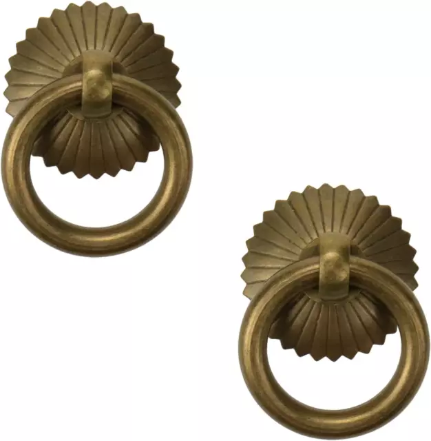 Vintage Drop Ring Knobs Brass Drawer Pulls for Dresser Drawer - Antique Bronze