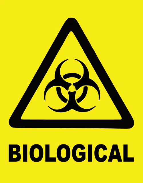 CAUTION WARNING DANGER Biological Sign Foamex Rigid PVC Sign / Adhesive