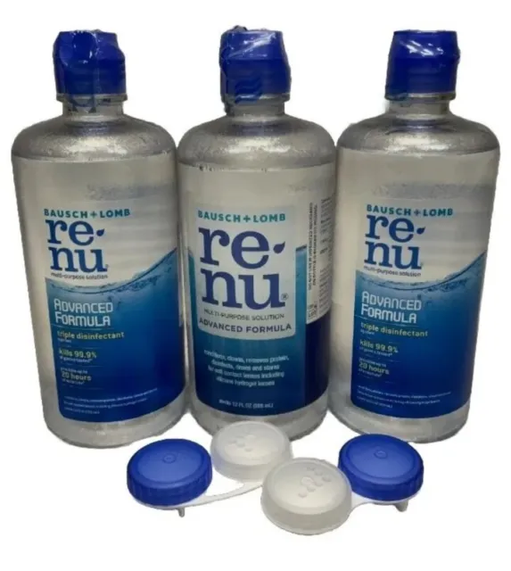 3X Bausch + Lomb Renu Advanced Formula Multi-Purpose Solution Re nu 12 oz ea New