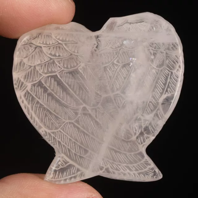 Colgante de curación de alas de ángel tallado a mano cristal rosa natural de 1,5" #38A10