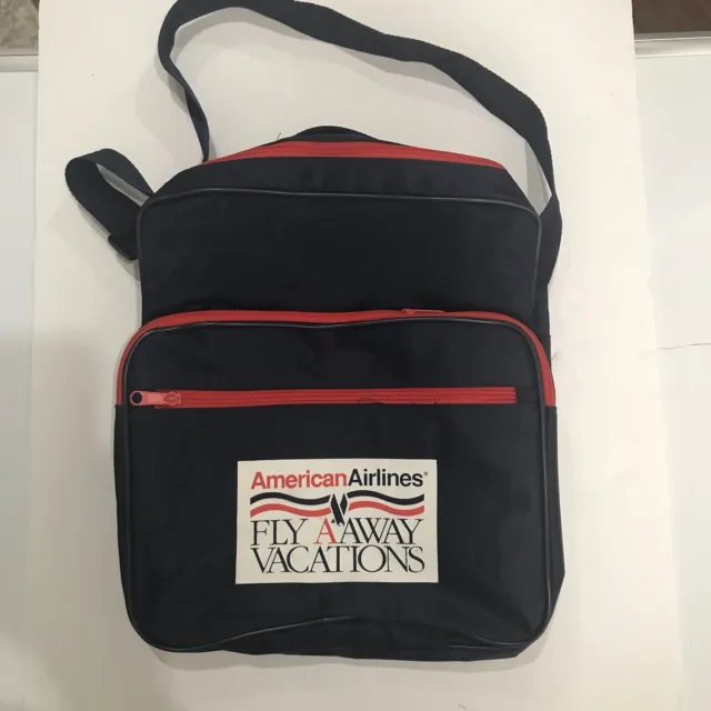 Vintage American Airlines AA Fly A Away Vacations Carry On Luggage Tote Duffle.