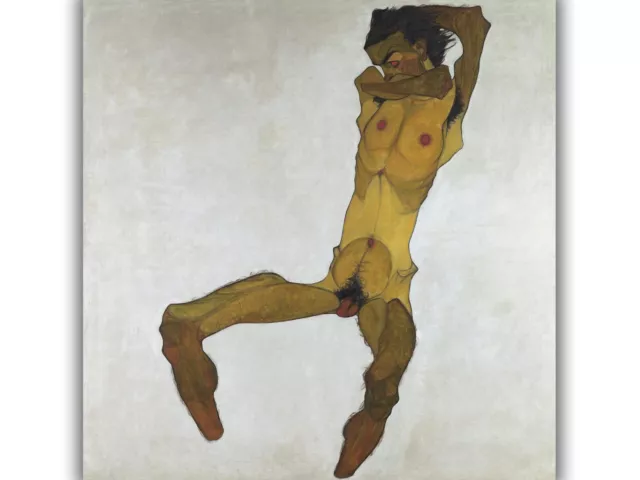 Seated Male Nude by Egon Schiele Giclée Canvas Print - Multi-Size