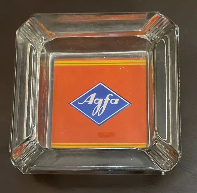 Agfa Glas Aschenbecher Vintage Reklame Ascher Werbung Topzustand