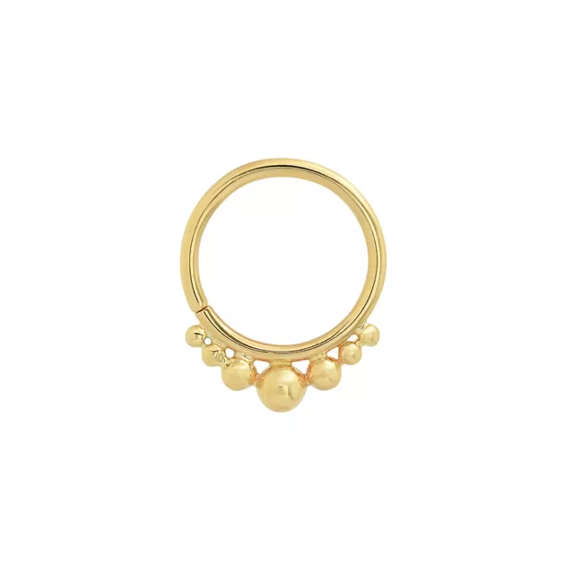 14k Solid Yellow Gold Seamless Ring with Balls, Conch, Helix,  Septum, Daith