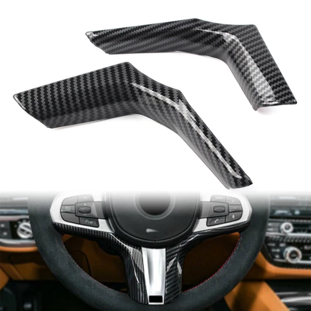 2pcs Carbon Fiber Steering Wheel Cover Decor Trim For BMW 3 Series G20 2019-2021