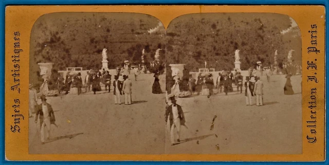 early salt print stereoview Versailles park chateau France stereo photo ca 1857