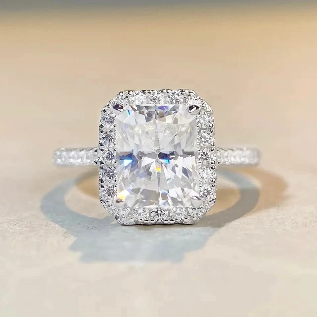 Bague Sertie De Griffes Pour Femme - Bague De Fiançailles Couleur Argent Avec Zircone Cubique