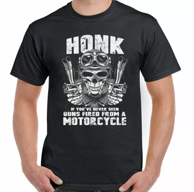 Motard T-Shirt Klaxon Hommes Drôle Vélo Moto Crâne Indien Chopper