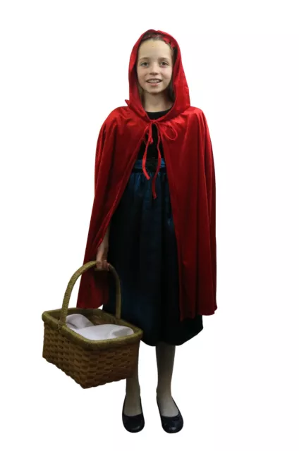 Girls Little Red Riding Hood Fancy Dress Cape Childrens Book Week Outfit Velvet 2