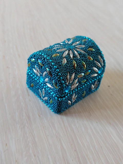 BEADED JEWELRY BOX, Trinket Gift Box Storage Case Treasure Chest ...