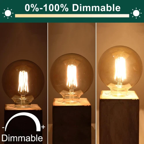 DSLebeen dimmbare E27 LED Vintage Glühbirnen 6W 600lm, G95 Edison Schraube... 2