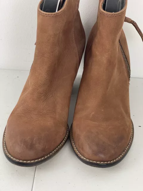 Steve Madden Whysper Nubuck Brown Leather Ankle Bootie Women Sz 8 Boots 2