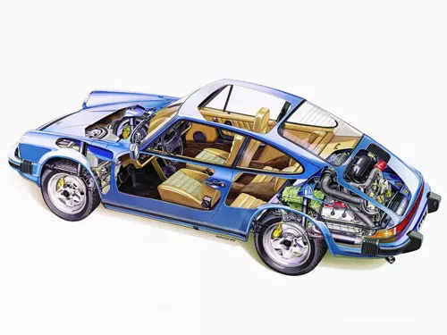 A3 Porsche 911 SC Cutaway Drawing Wall Poster Art Picture Print