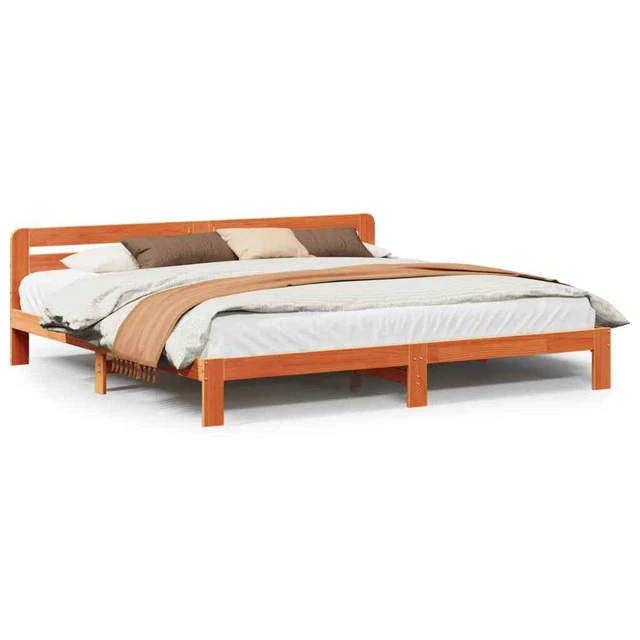 BED FRAME WITHOUT Mattress Wax Brown 200x200 cm Solid Wood Pine vidaXL