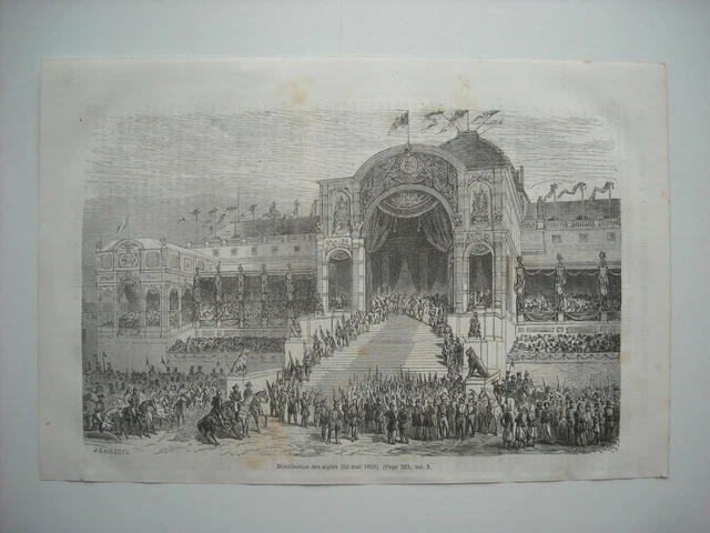 Gravure 1864. Distribution Des Aigles, 10 Mai 1852.
