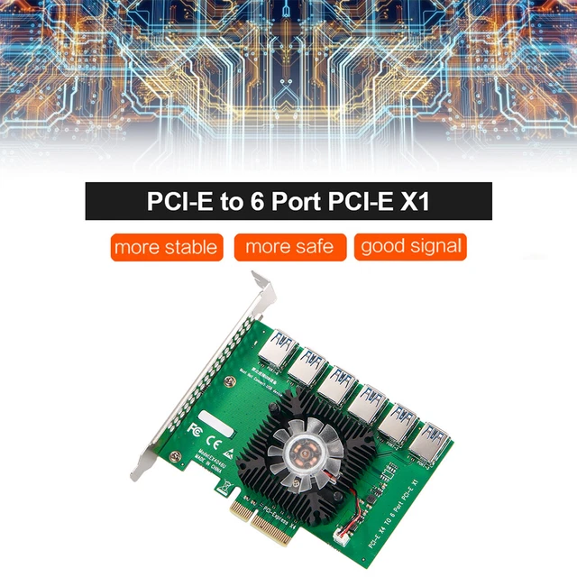 1/2/3 PCI-E X4 to 6 Port USB 3 Adapter Riser Card Extender Board Mining ASM1812