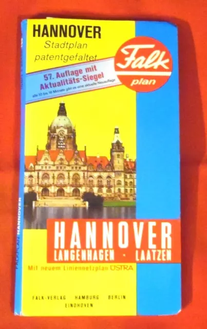 Stadtplan , Falk , Hannover , 57.Auflage , 1991 , mit Straßenverzeichnisse ,