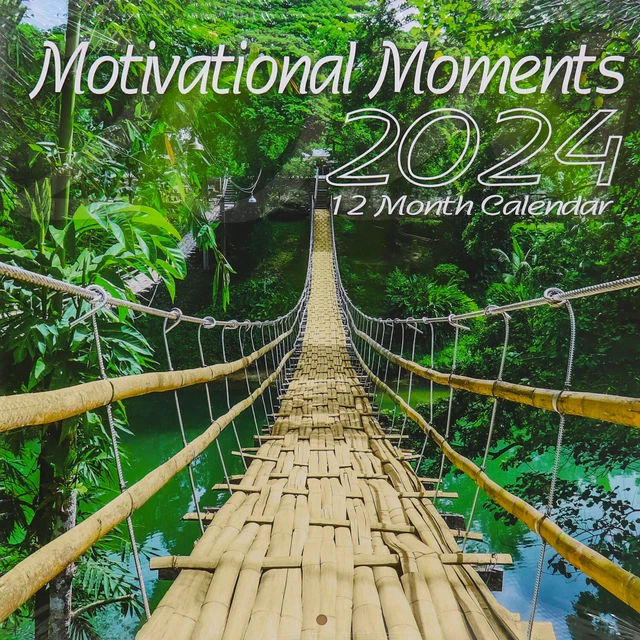 MOTIVATIONAL MOMENTS 2024 Square Wall Calendar Hanging Planner New