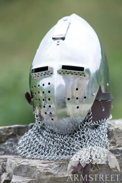 Medieval Sitten Bascinet Helmet 14 Gauge Custom Handmade Knight helmet
