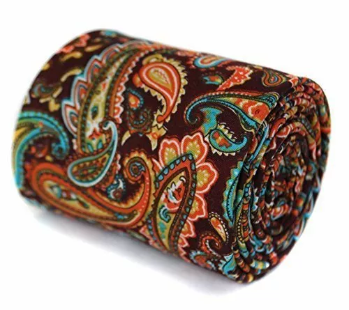 Frederick Thomas Designer Leinen Funky Krawatte für Herren - Marineblau Paisley