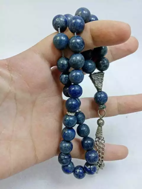 Vintage Lapis Lazuli Prayer Beads Blue Islamic Rosary Muslim Tasbih 33 Collect