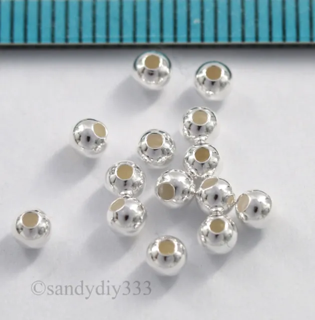 50x BRIGHT STERLING SILVER ROUND SEAMLESS SPACER BEAD 3mm N678