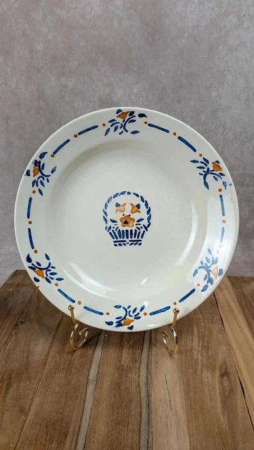 Assiette Ancienne Terre De Fer S&G N°5 - Motif Oiseau Bleu - Louis XV