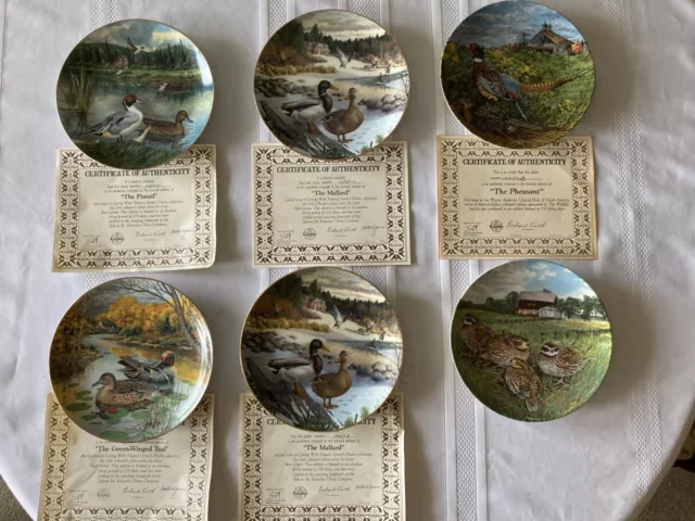 Set of 6 Bird Collector Plates, First Edition (Edwin M. Knowles, 1986-1987)