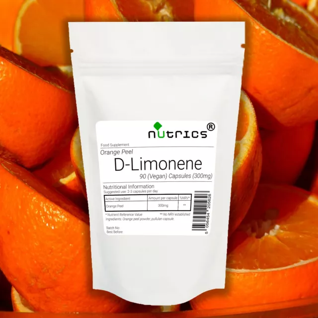 Nutrics® D LIMONENE 300mg x 90 Vegan Capsules 100% Pure Orange Peel