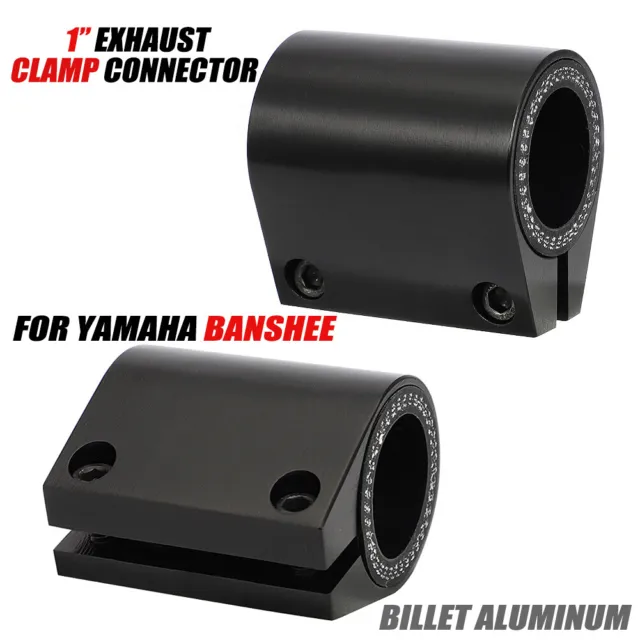 2 For Yamaha Banshee 87-06 BILLET ALUMINUM 1" Exhaust Tube Clamp Connector Black
