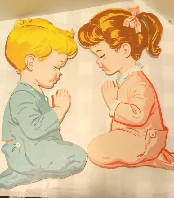 Vintage Praying Boy & Girl Baby Nursery Wall Hanging Plaques Dolly Toy Co.