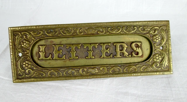 antiker Briefschlitz Briefkasten Letters Mailbox um 1900 Messing