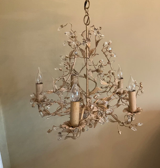 Ceiling light ornate antique cream good working order 53cm height