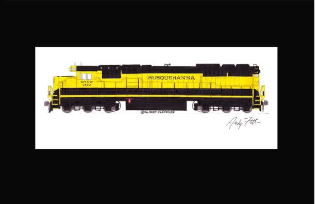 Susquehanna SD60 #3800 11"x17" Matted Print Andy Fletcher signed