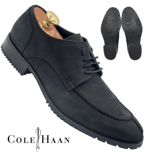 NEW Cole Haan AIR Men's 9.5 Waterproof Black Suede Dress Shoes Split-toe Oxfords