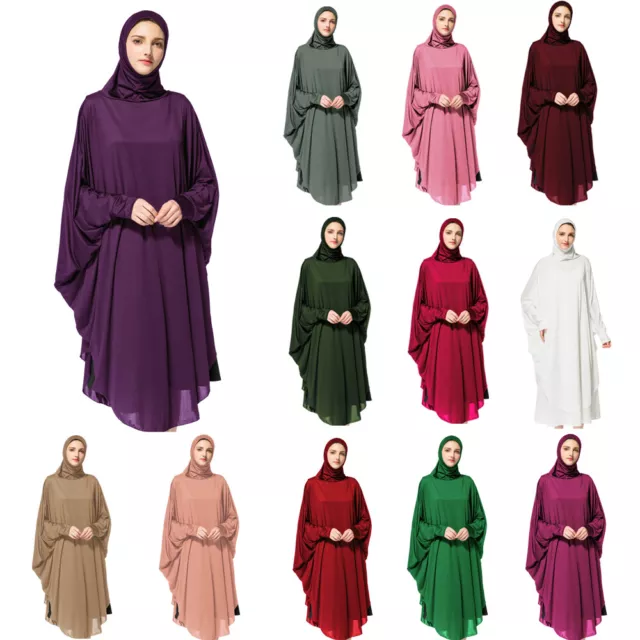 Long Khimar Women Prayer Hijab Veil Scarf Muslim Amira Abaya Robes Overhead Eid