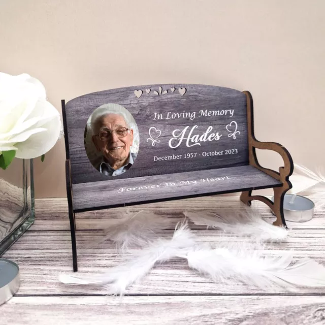 Personalised Photo Memorial Bench Freestanding Keepsake Gift Love Memory Heaven