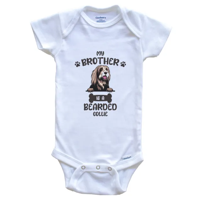 My Brother Is A Bearded Collie Cute Dog Breed Baby Bodysuit