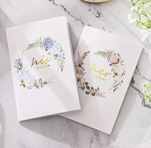 Libros de Votos Tamaño Bolsillo Su Lámina de Oro Elegante Flor para Boda, Renovación