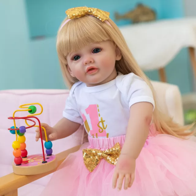 Vinyl Gift Toy Cute Kids Dolls 24in Reborn Baby Doll Girl Lifelike Newborn