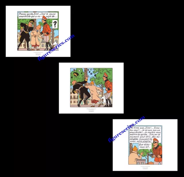 3 Ex-libris TINTIN et Le SCEPTRE d'OTTOKAR affiche Hergé offset triptyque poster