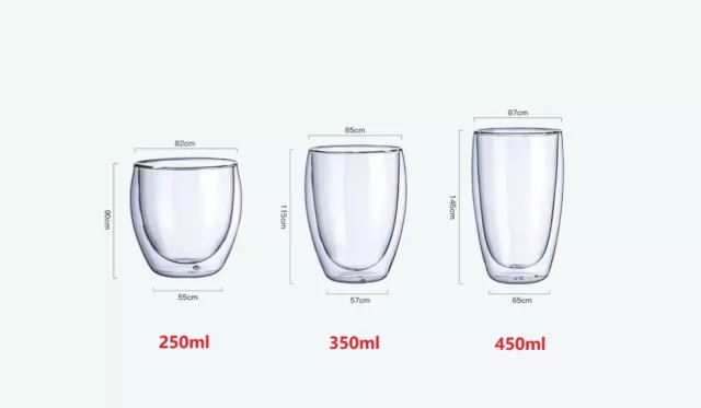 Double Wall Glass Cups Tea Cup Coffee Mug Cocktail Cup Water Cups 250ml - 450ml 2