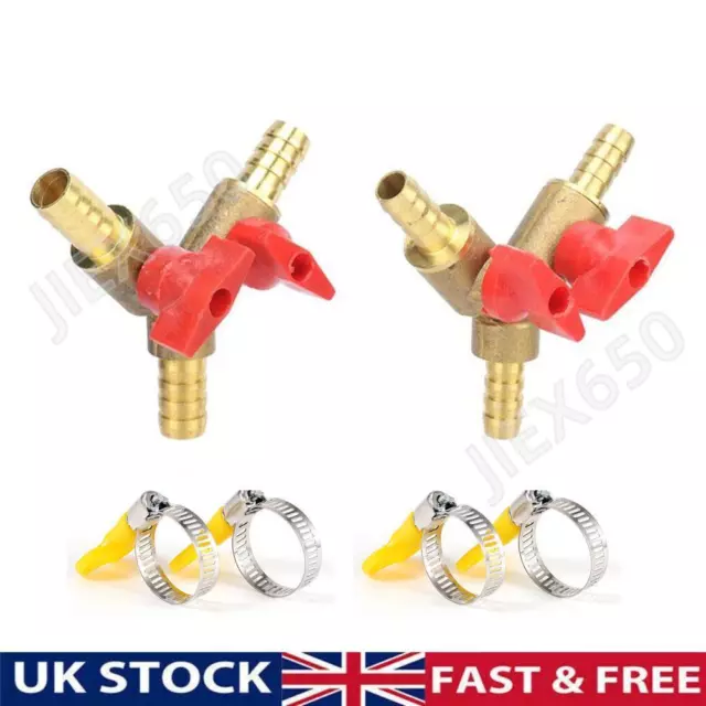 6/8/10/12mm Hose Y 3-Way Brass Shut Off Ball Valve For Fuel Air Water Gas