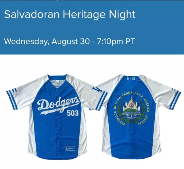 PRE SALE LOS Angeles Dodgers Salvadoran heritage Night Jersey 8/3023 BRAND  NEW $99.99 - PicClick