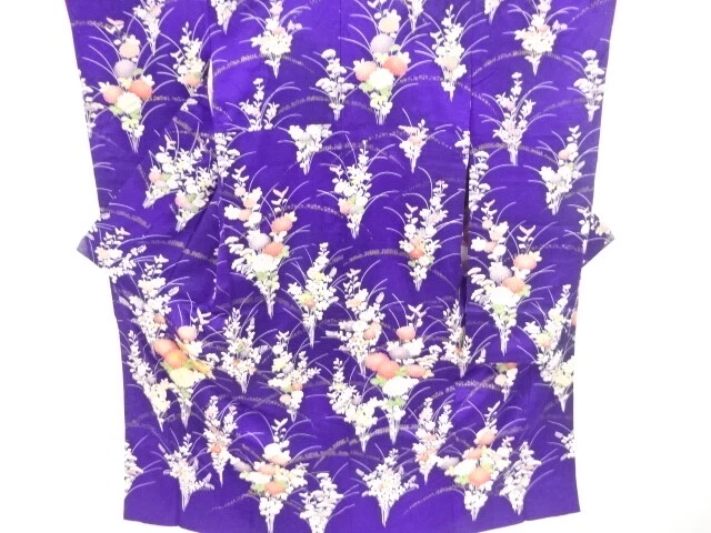 82833# Japanese Kimono / Antique Furisode / Embroidery / Autumn Flowers & Pi