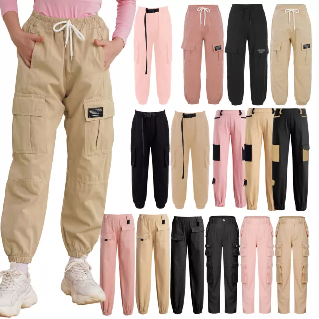 US Kids Cargo Jogger Pants Cotton Street Hip Hop Jazz Dance Trousers Streetpant 2