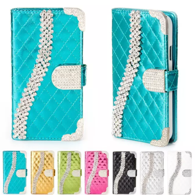 Handy Tasche Strass für Samsung Galaxy Schutz Hülle Flip Cover Case Etui Wallet